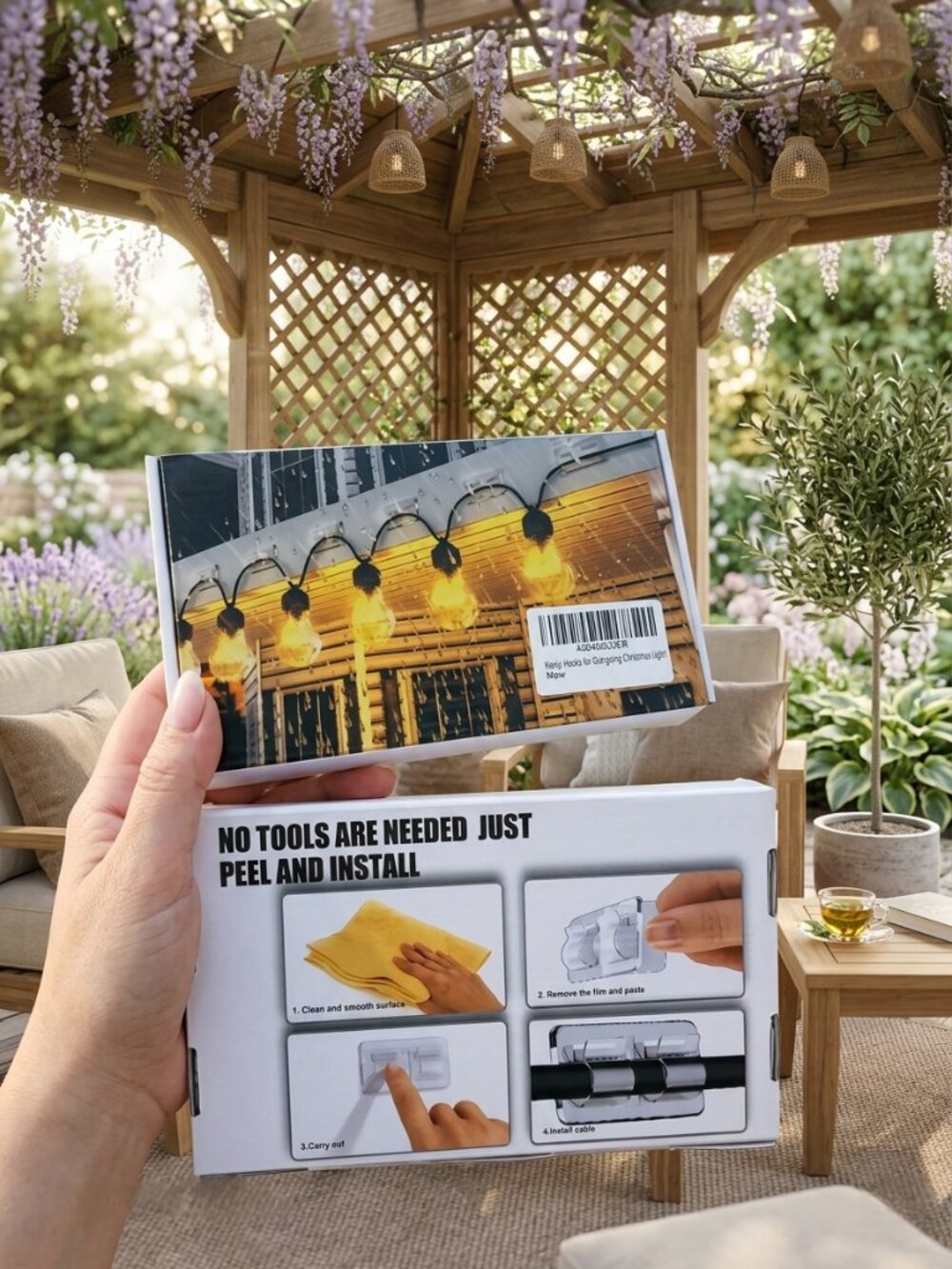 Heavy Duty Outdoor String Light Clips - 52 Pack Adhesive Hooks for Patio, Gutter